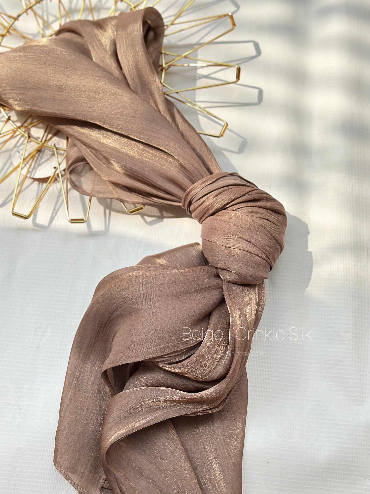 Beige - Crinkle Silk Hijab