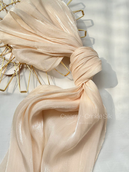 Creamy - Crinkle Silk Hijab