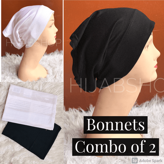 Combo of  2 - black & White bonnets