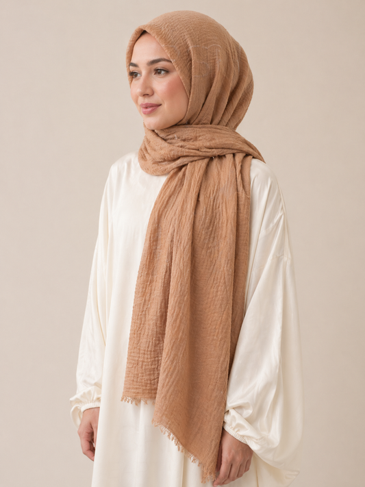 Tan -  Crimp Hijab